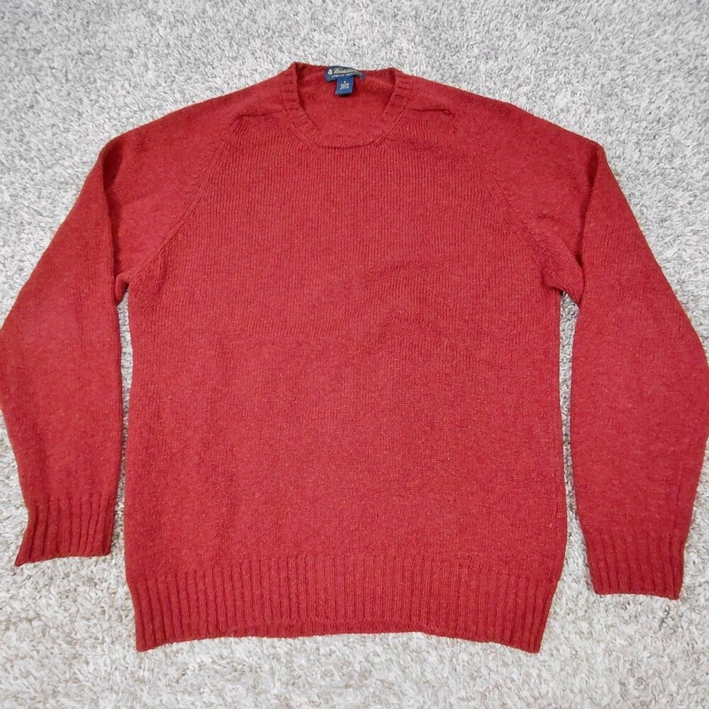 Brooks Brothers Sweater Men’s Medium Burnt Red Crew Neck Wool Made In Scotland